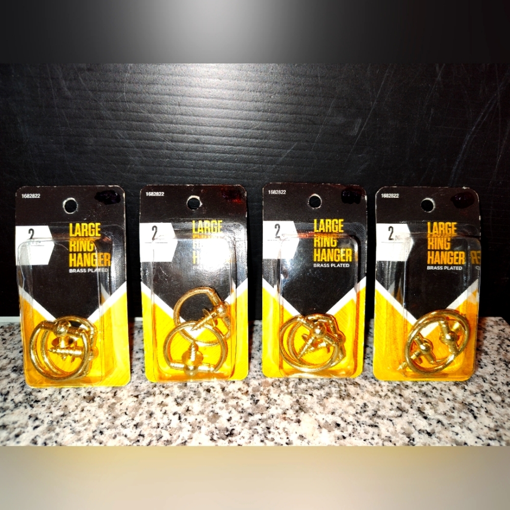 8 Large Ring Hanger Frames (Brass Plated). Includes 4 Packs. 2 In Each Pack. New